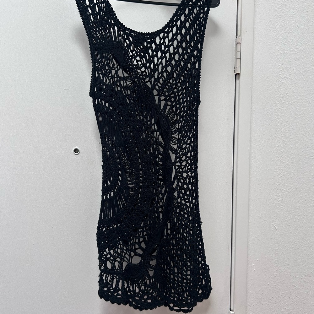 Sparkle & Fade Black Crochet Top